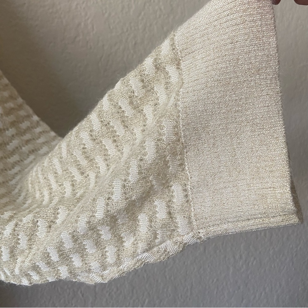 Aritzia Babaton Gold Metallic Oversized Mohair Wool Neutral Sweater XXS - Picture 8 of 9